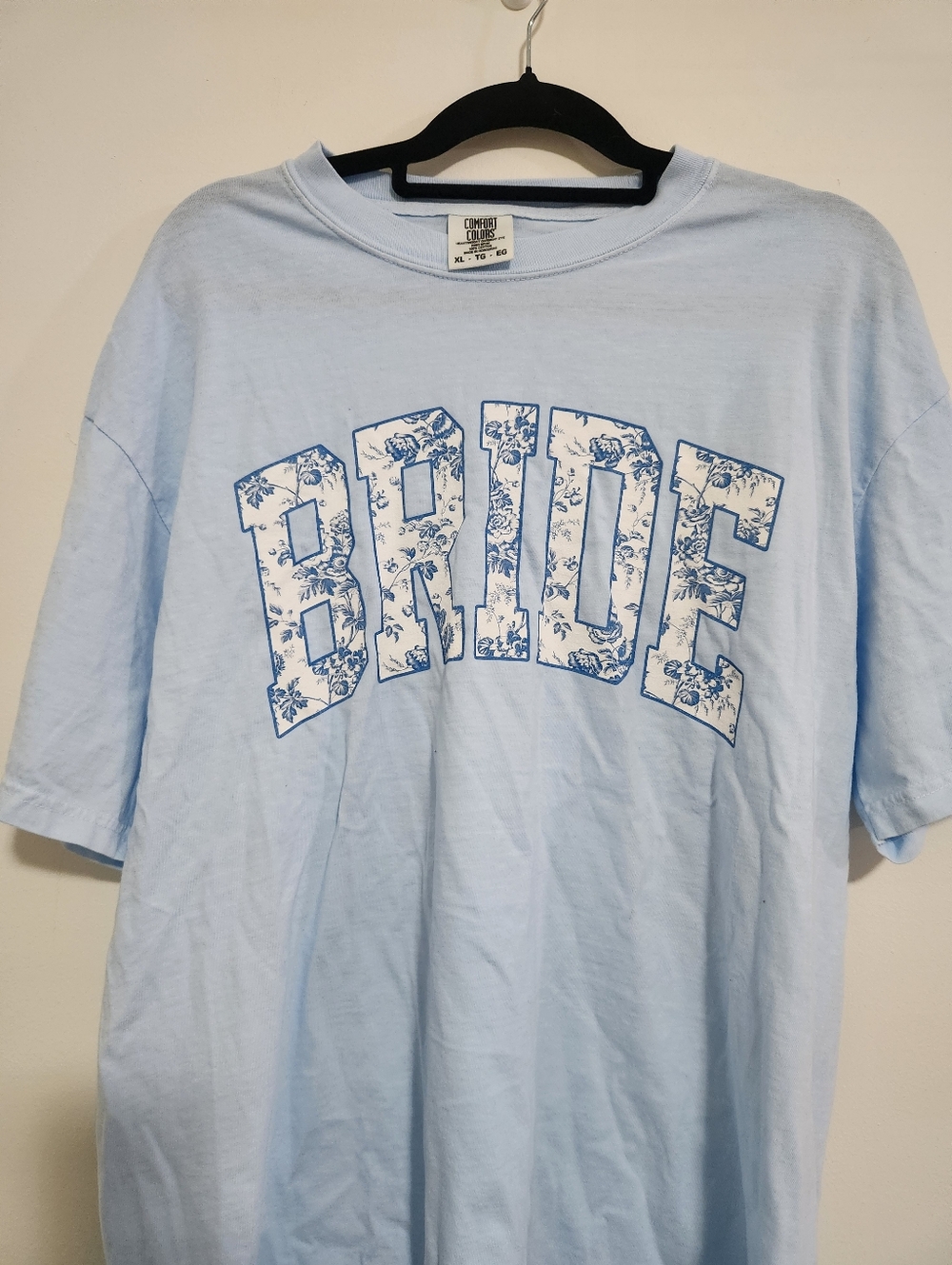 Comfort Colors "Bride" Blue Toile Shirt, Size XL, NWOT